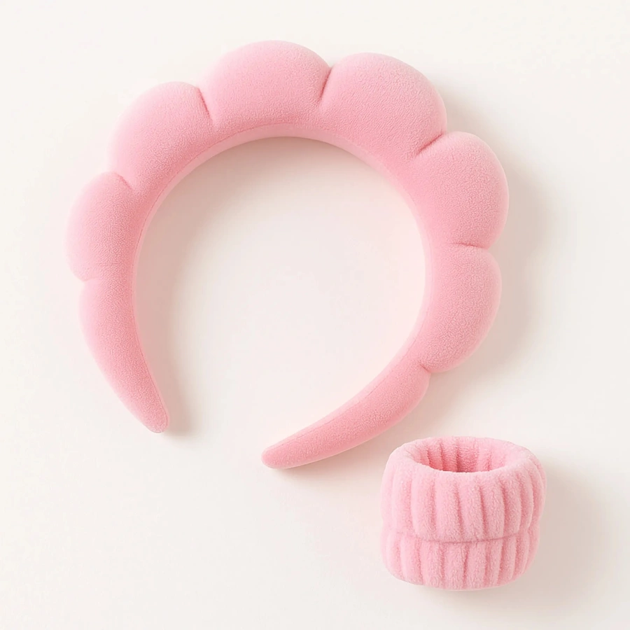 Kosmetyczna opaska na głowę i nadgarstki do makijażu