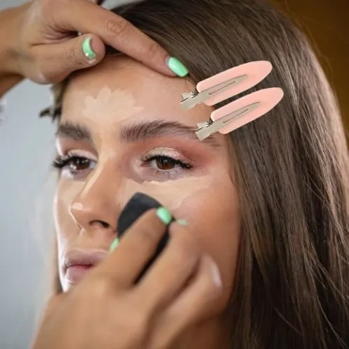 Zestaw bezuciskowych spinek do włosów pudrowy róż