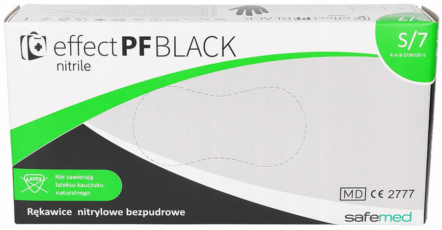Rękawiczki nitrylowe jednorazowe czarne - rozmiar S 7 - 100 szt.