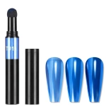 Pyłek do paznokci w pisaku Chrome Effect efekt lustra niebieski