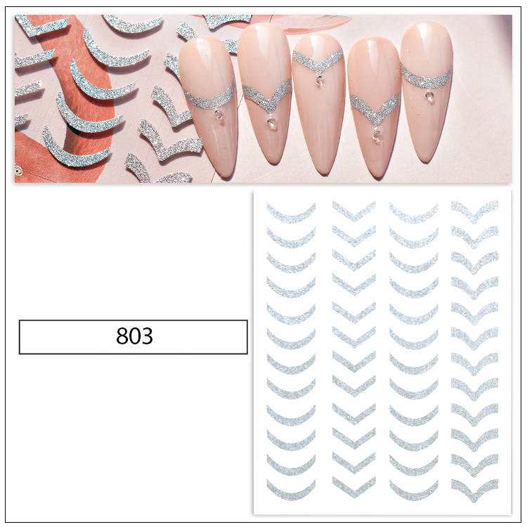 Naklejki 3D na paznokcie srebrne paski 803