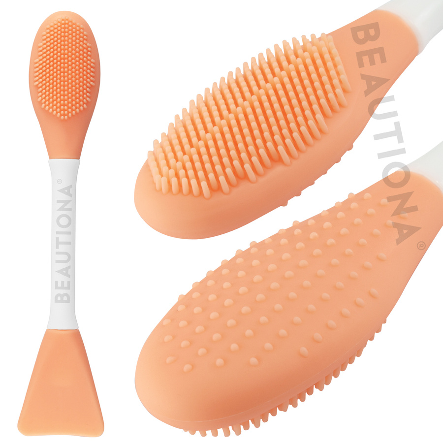 Dwustronna silikonowa szczoteczka do maseczek, pomarańczowa