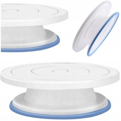 Patera Obrotowa do Dekorowania Tortów 28 cm. Stabilny Talerz / Stojak na Ciasto. Biała.