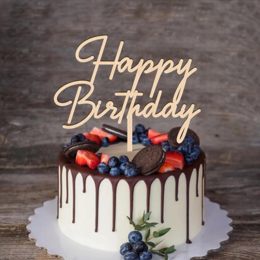 Złoty topper na tort urodzinowy 14 cm