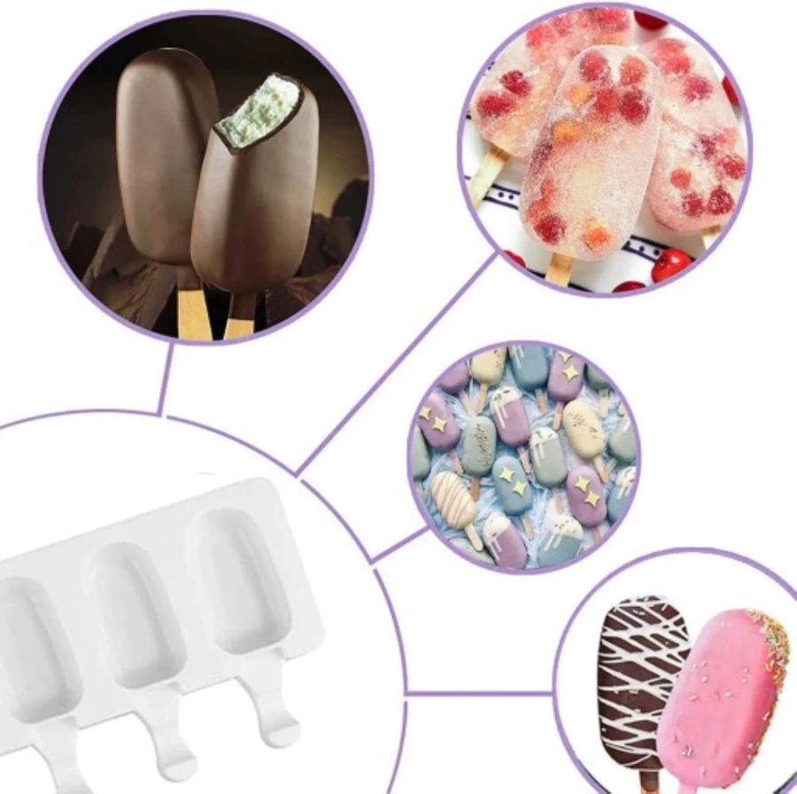 Zestaw silikonowych foremek do lodów z patyczkami