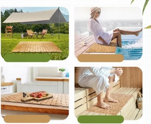 Antypoślizgowy chodnik łazienkowy z bambusa 80 x 50 cm