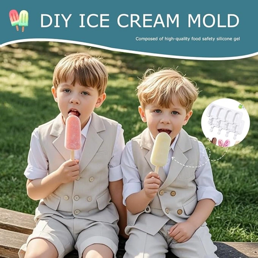 Zestaw silikonowych foremek do lodów z patyczkami