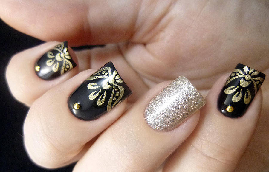 Zestaw do stemplowania paznokci lakiery silver, gold + blaszka