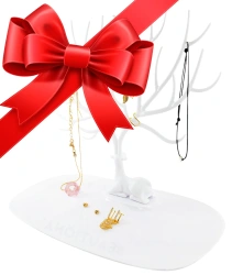 Biały stojak na biżuterię organizer - jeleń drzewko 