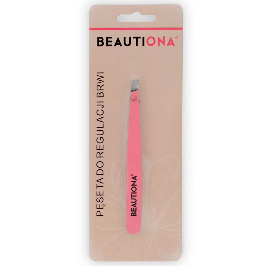 Pęseta skośna do brwi różowa