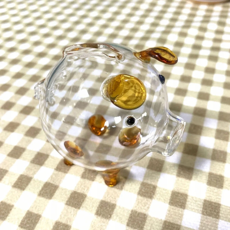 Świnka skarbonka szklana 6x8 cm