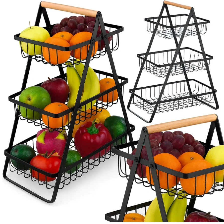 Piętrowy organizer kuchenny z metalu 33,5x19x46,5 cm