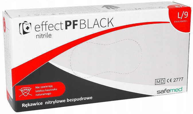 Rękawiczki nitrylowe jednorazowe czarne - rozmiar L - 100 szt.
