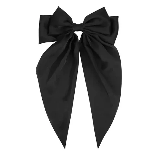 Ozdobna kokarda do włosów na spince czarna