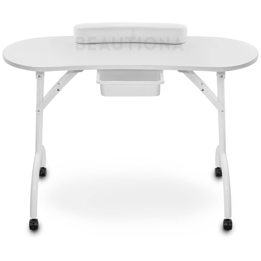 Mobilny stolik kosmetyczny do manicure składany, na kółkach