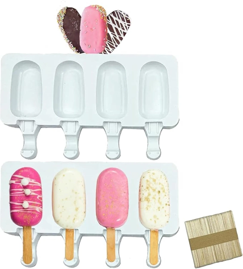 Zestaw silikonowych foremek do lodów z patyczkami