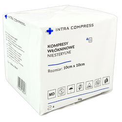Kompresy włókninowe niejałowe 10x10 cm 100 szt. 4-warstwowe