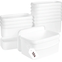 Wiadra prostokątne 3,3L z pokrywką [10 szt.] - Atest PZH / Do żywności