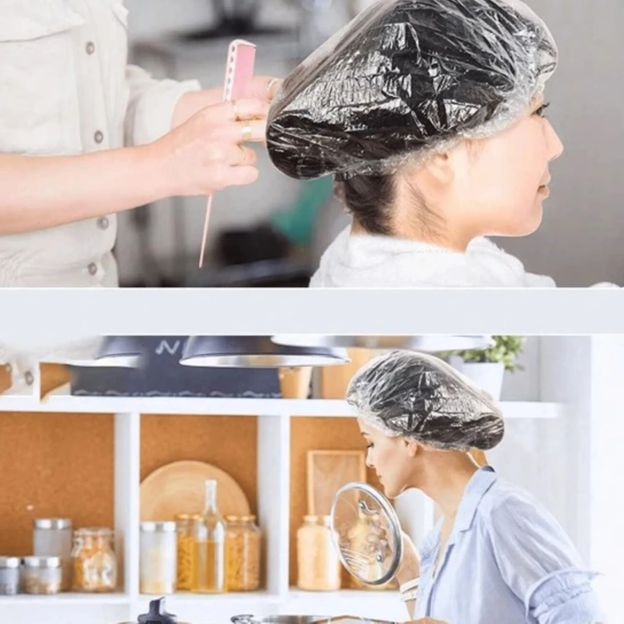 Jednorazowy czepek foliowy na włosy 100 sztuk