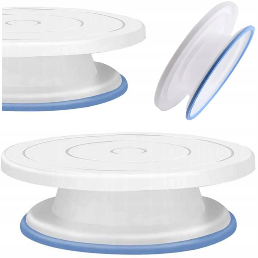 Patera Obrotowa do Dekorowania Tortów 28 cm. Stabilny Talerz / Stojak na Ciasto. Biała.