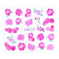 Naklejki wodne na paznokcie kwiaty piwonie BN-1777
