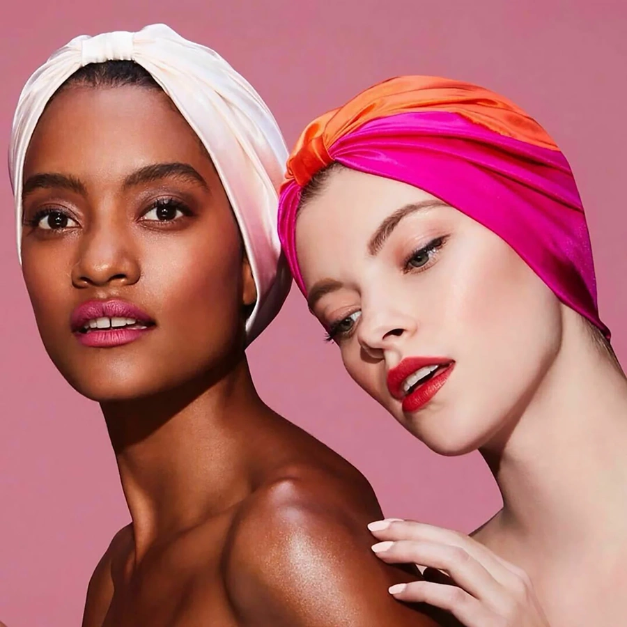 Czepek do włosów na noc do spania różowy