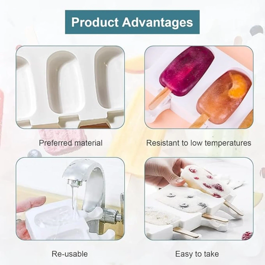 Zestaw silikonowych foremek do lodów z patyczkami