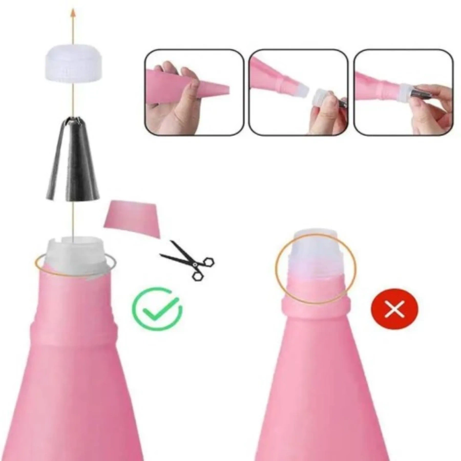 Silikonowy rękaw cukierniczy różowy zestaw