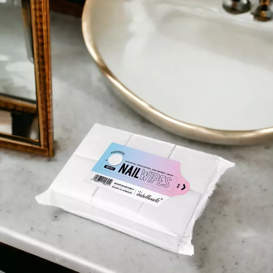 Perforowane waciki bezpyłowe isabellenails mocne, 600 sztuk białe