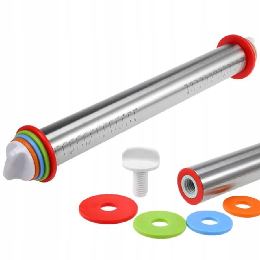 Regulowany stalowy wałek do ciasta 43 cm