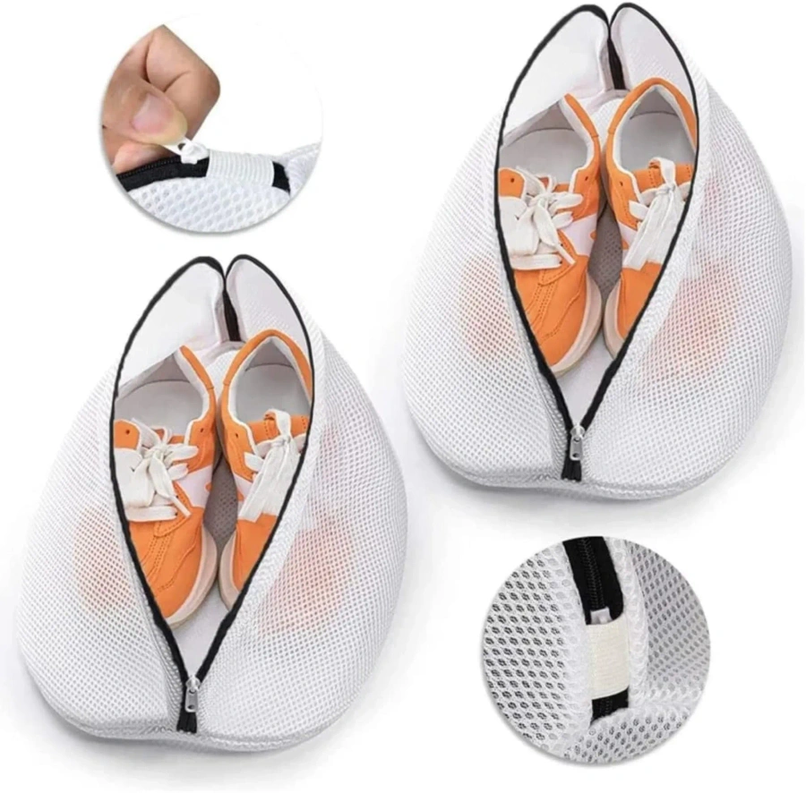 Worek z siatki do prania obuwia z zamkiem biała 25x30 cm