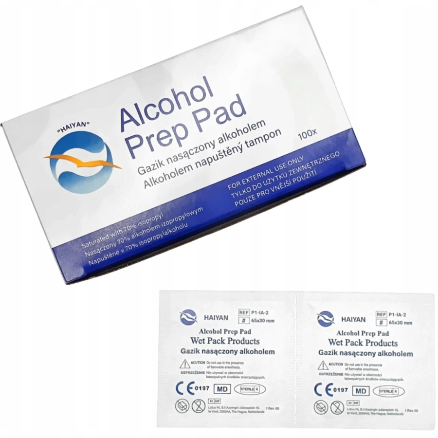 Gaziki odkażające nasączone alkoholem 100 szt.