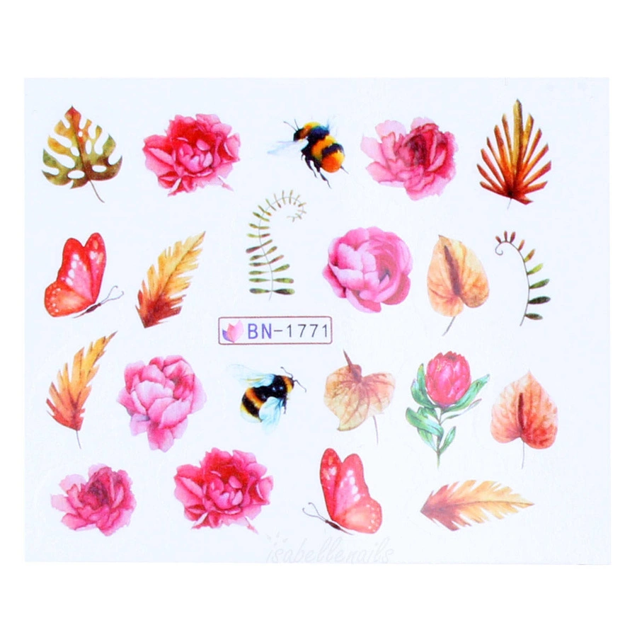 Naklejki wodne na paznokcie kwiaty BN-1771