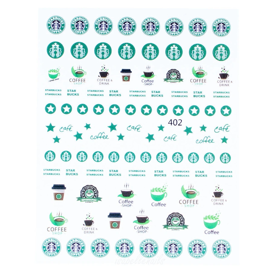 Naklejki 3D na paznokcie kawa 402