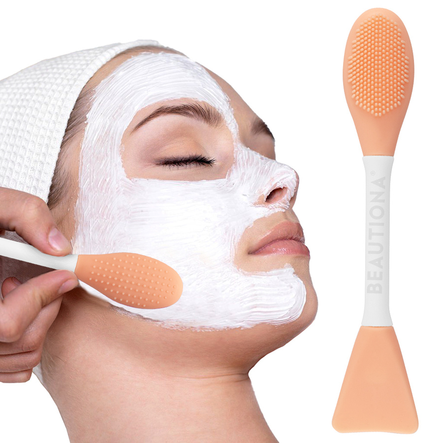 Dwustronna silikonowa szczoteczka do maseczek, pomarańczowa