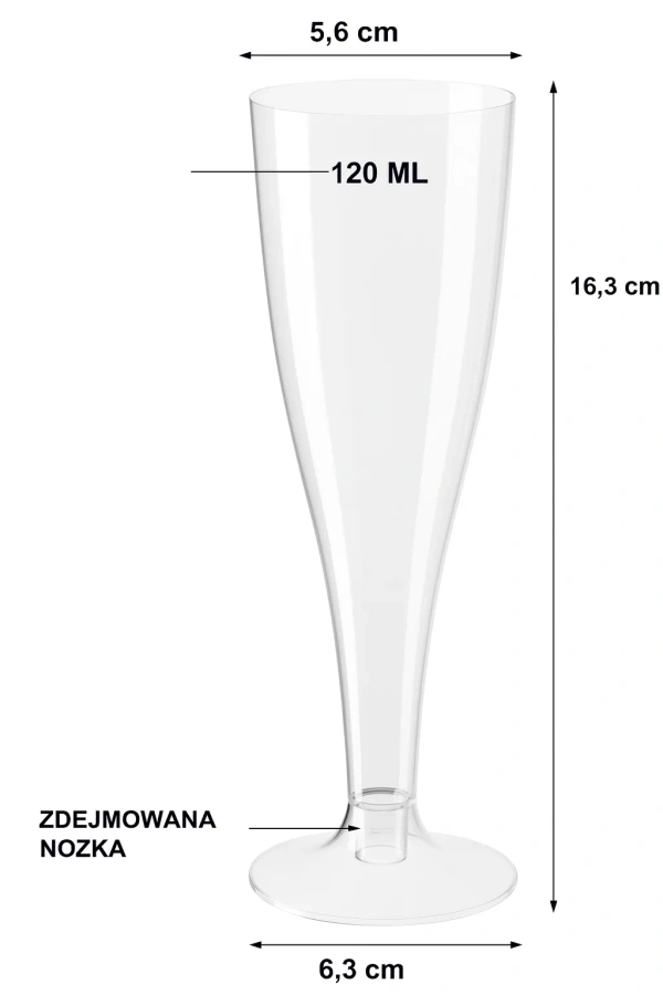 Plastikowe kieliszki do szampana 10 szt 120 ml