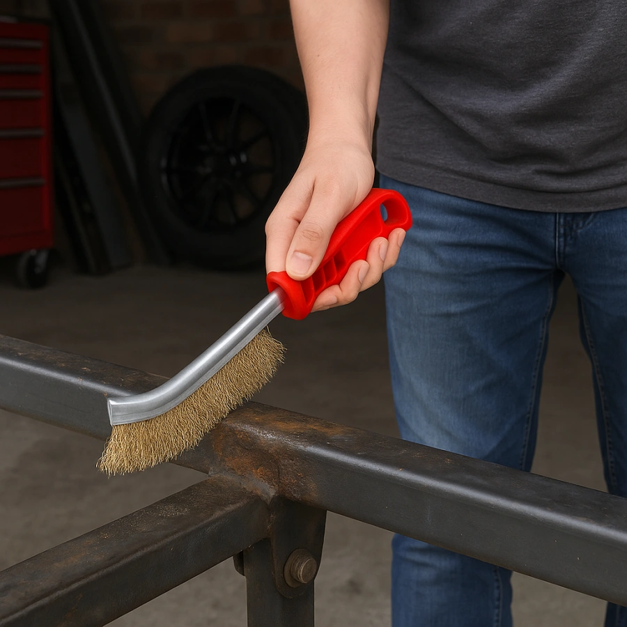 Szczotka druciana mosiężna do czyszczenia felg 23 cm