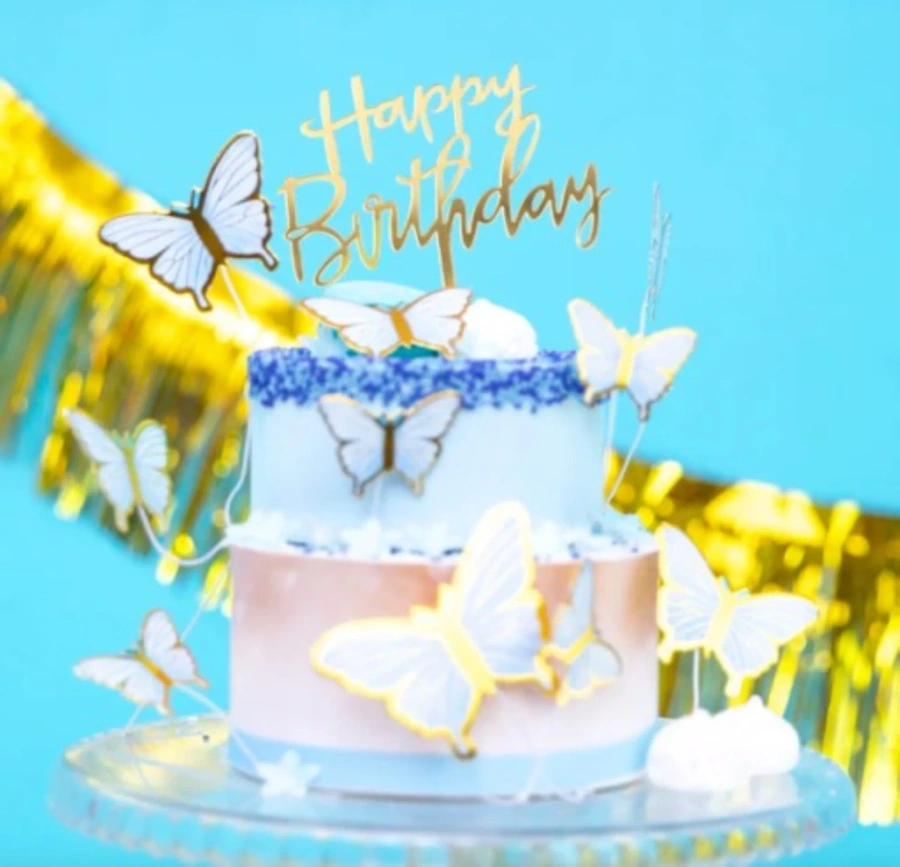 Złoty topper na tort urodzinowy 14 cm