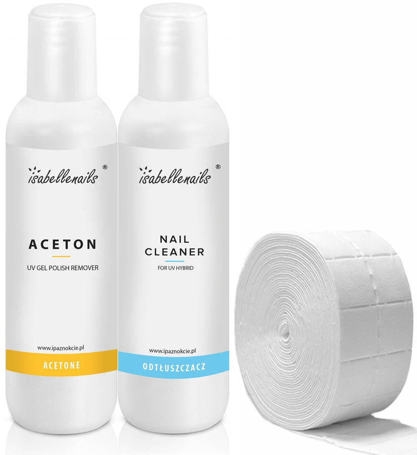 Zestaw Aceton -Remover 500ml + Cleaner-Odtłuszczacz 500ml + waciki 20szt.