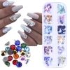 Zestaw ozdób do paznokci stożkowe dżety holo 12 kolorów - kasetka
