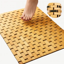Antypoślizgowy chodnik łazienkowy z bambusa 80 x 50 cm