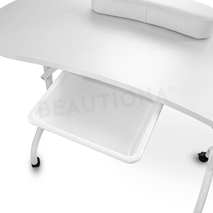 Mobilny stolik kosmetyczny do manicure składany, na kółkach