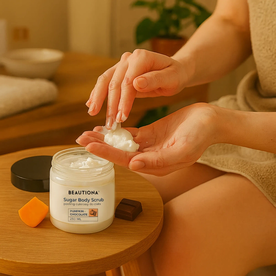 Peeling cukrowy gruboziarnisty do ciała o zapachu dynia & czekolada 250 ml