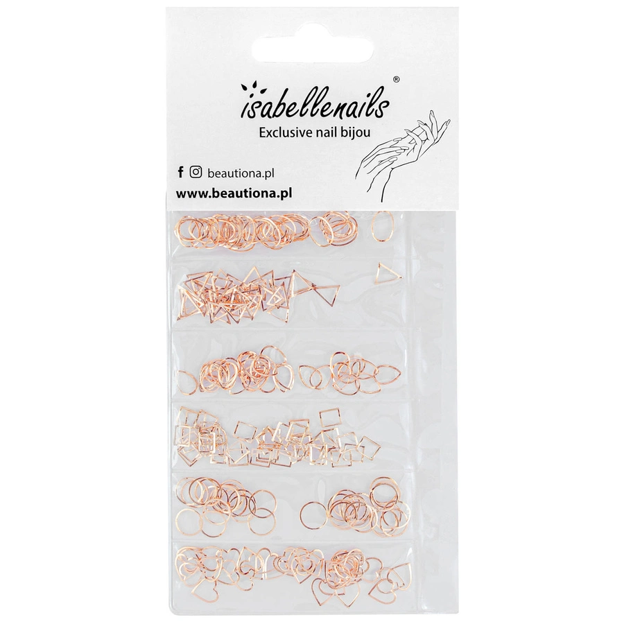Ozdoby do paznokci, geometryczne kształty różowe złoto 200 sztuk