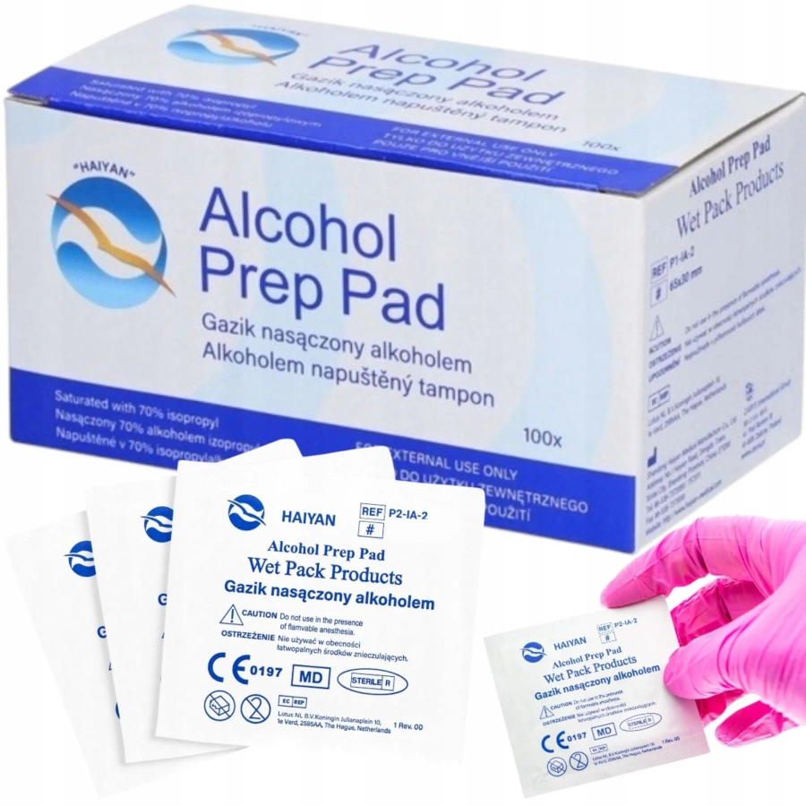 Gaziki odkażające nasączone alkoholem 100 szt.