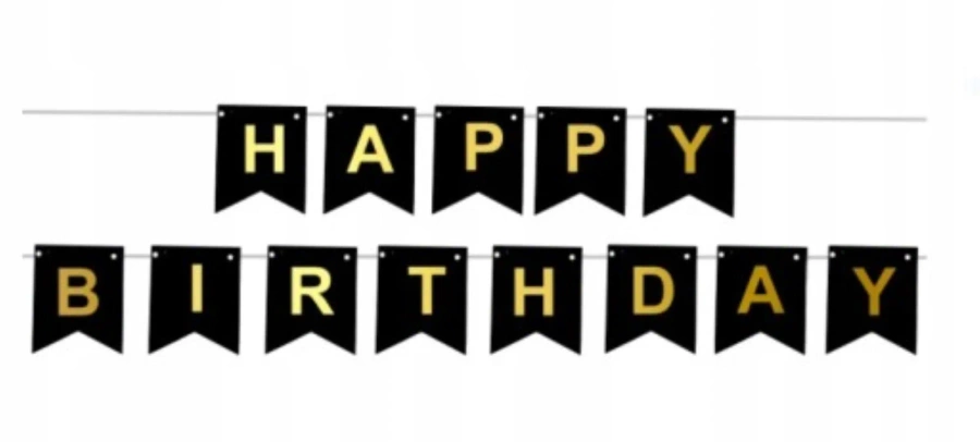 Girlanda baner z napisem Happy Birthday na urodziny 12x15,5 cm