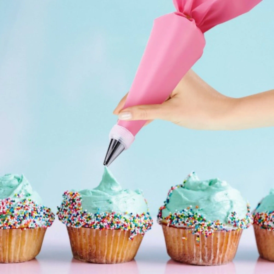 Silikonowy rękaw cukierniczy różowy zestaw