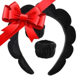 Kosmetyczna opaska na głowę i nadgarstki do makijażu