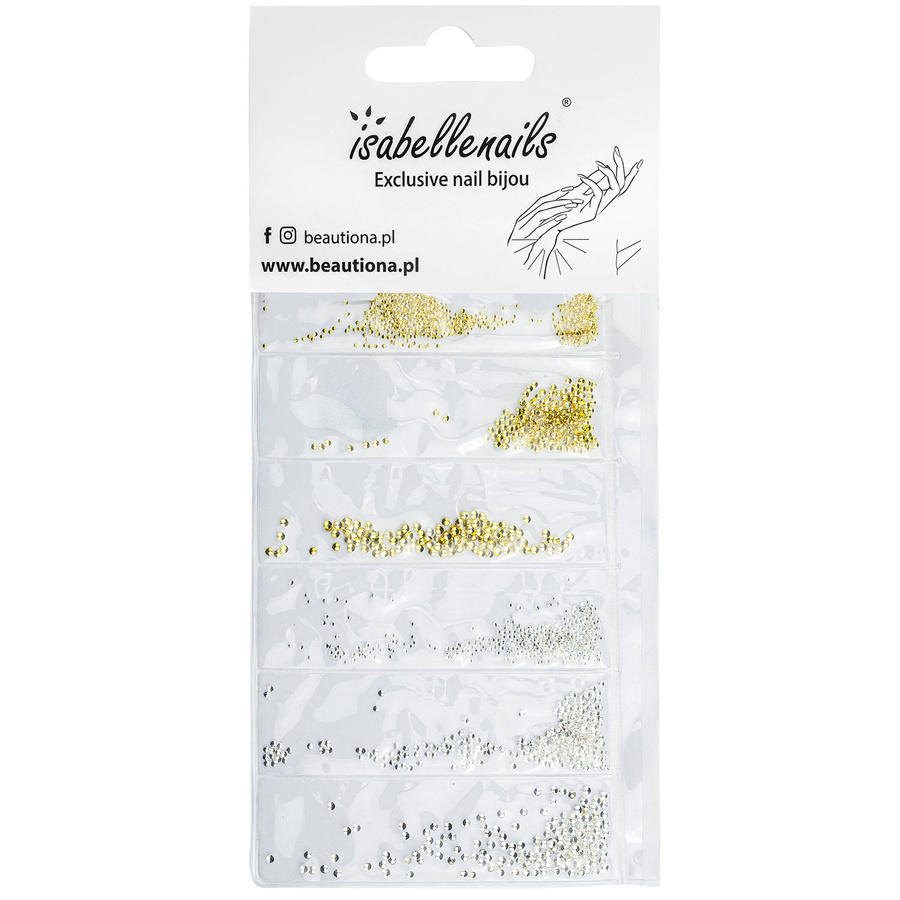 Ozdoby do paznokci, kuleczki złote srebrne 3D 600 sztuk