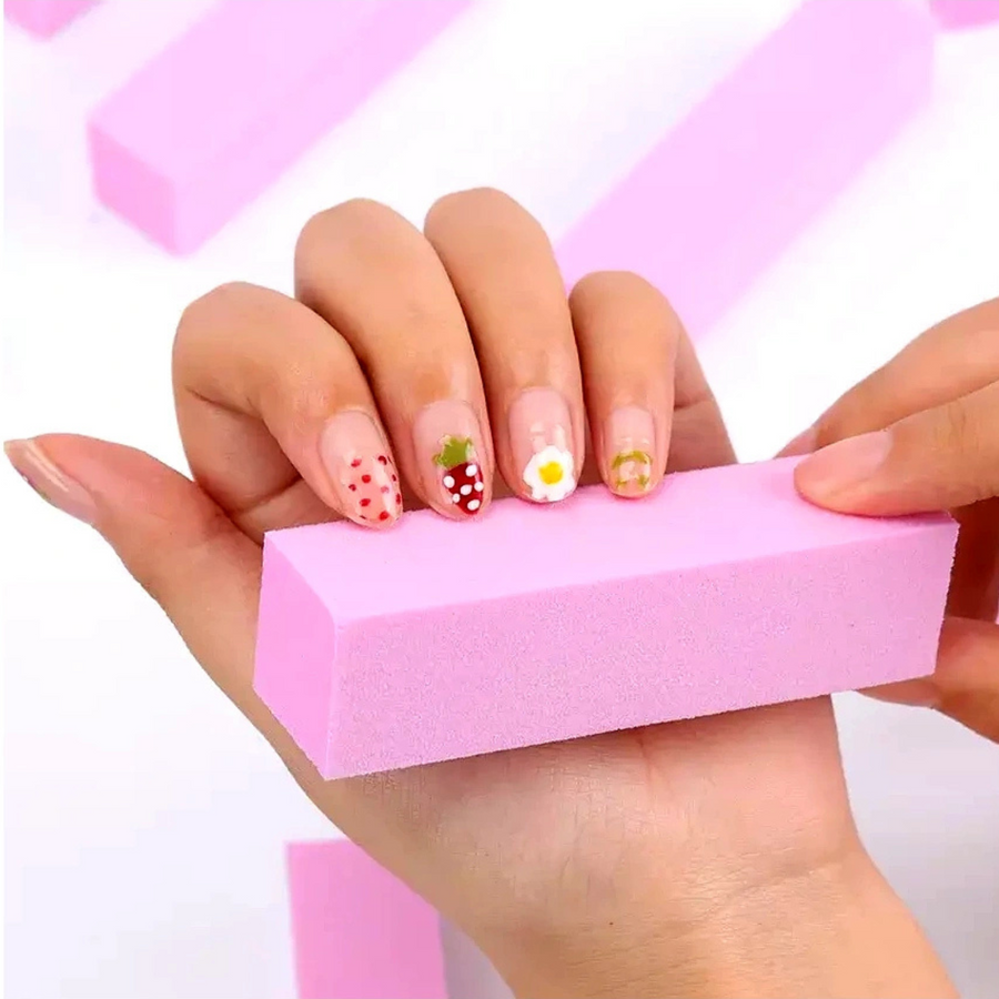 Blok polerski kostka 100/100 różowy, trwały - zestaw 10 sztuk